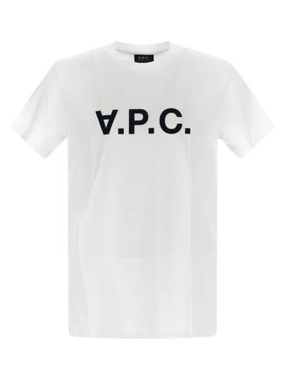 Shop Apc Flocked Logo T-shirt In White
