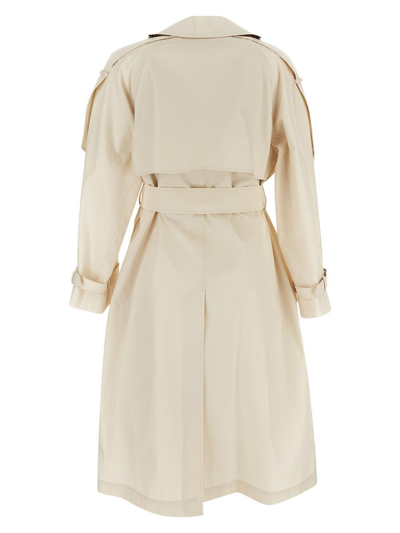 Shop Burberry Cotton Trench Coat In Ivory