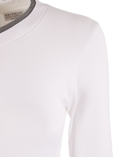 Shop Brunello Cucinelli Monili Insert Crewneck T-shirt In White