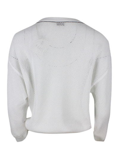 Brunello Cucinelli Sweater With Micro-mesh Work In White