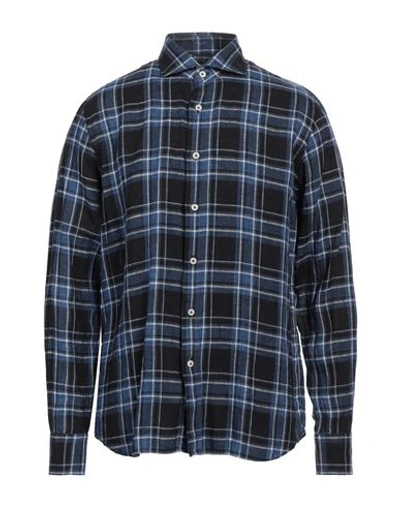 Shop Alessandro Gherardi Man Shirt Navy Blue Size 16 ½ Linen