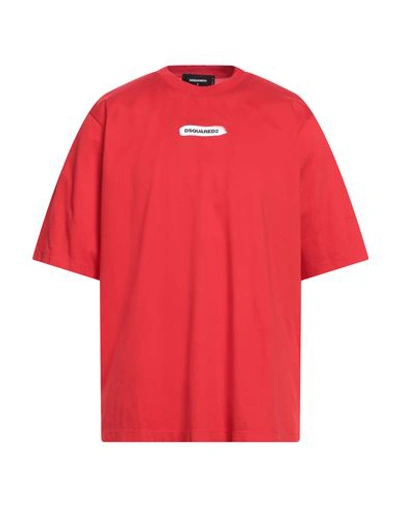 Shop Dsquared2 Man T-shirt Red Size L Cotton