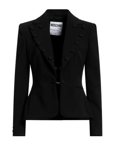 Shop Moschino Woman Blazer Black Size 6 Polyester, Polyurethane