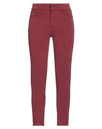 Shop Bsb Woman Pants Burgundy Size 27 Cotton, Elastane In Red