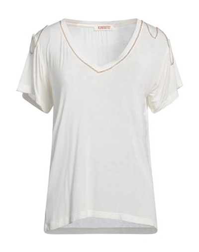 Shop Kontatto Woman T-shirt Ivory Size Onesize Viscose, Elastane, Silk In White