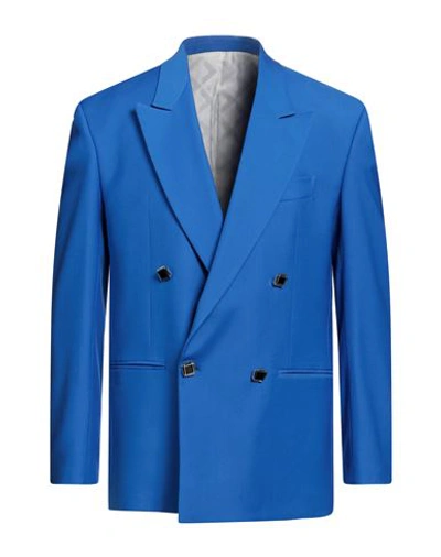 Shop Canaku Çanaku Man Blazer Bright Blue Size 36 Wool, Polyamide, Elastane