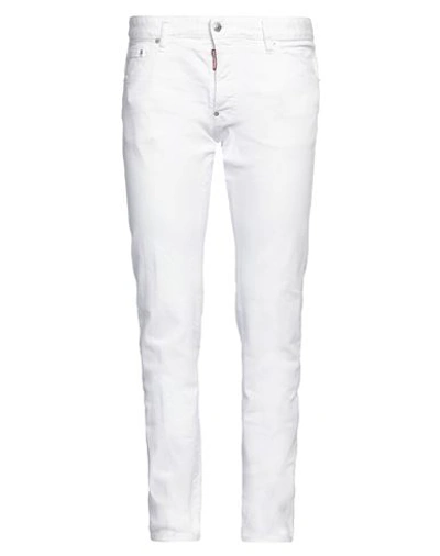 Dsquared2 White Bull Skater White Jeans In Silver