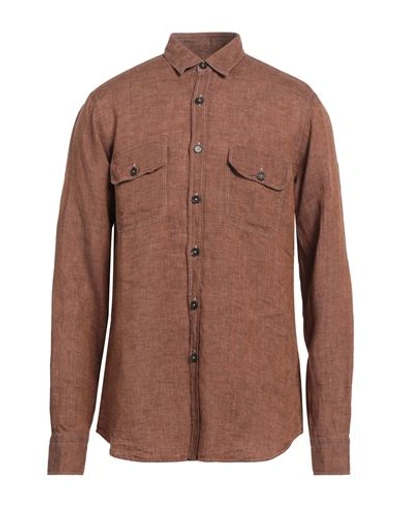 Shop Alessandro Gherardi Man Shirt Brown Size L Linen