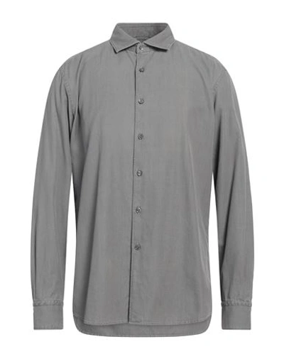 Shop Zegna Man Denim Shirt Grey Size Xxl Cotton