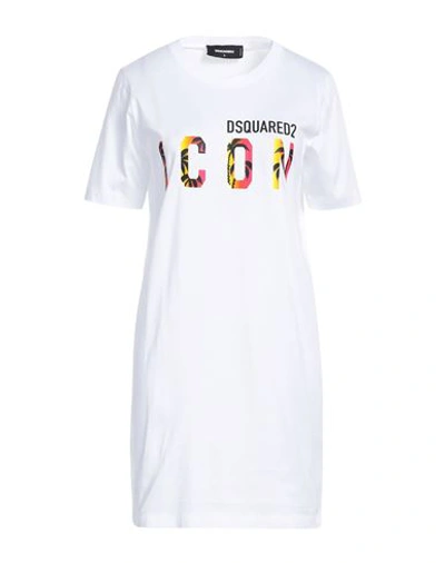 Dsquared2 Woman Mini Dress White Size L Cotton In White