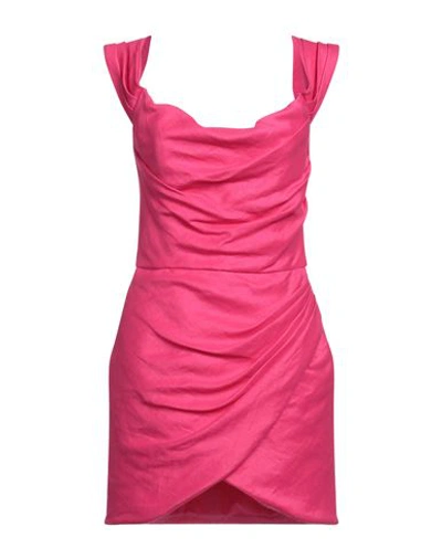 Shop Costarellos Woman Mini Dress Fuchsia Size 10 Linen In Pink