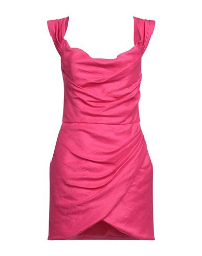 Costarellos Woman Mini Dress Fuchsia Size 8 Linen In Pink