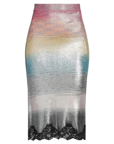 Shop Missoni Woman Midi Skirt Silver Size 6 Viscose, Polyurethane, Cotton, Polyamide