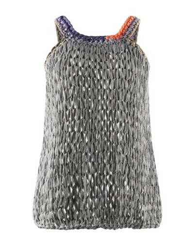 Maiami Woman Top Light Grey Size Onesize Recycled Cotton, Recycled Fibers In Grey