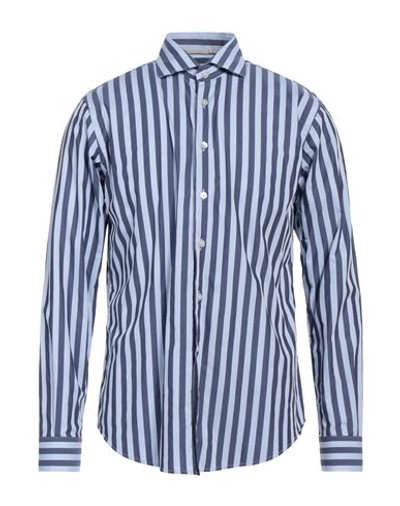 Shop Alessandro Lamura Man Shirt Navy Blue Size Xl Cotton