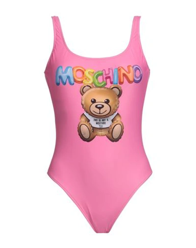 Shop Moschino Woman One-piece Swimsuit Fuchsia Size 10 Polyester, Elastane In Pink