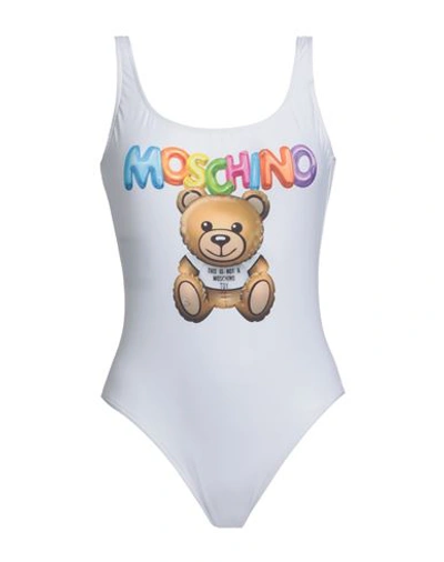 Shop Moschino Woman One-piece Swimsuit White Size 10 Polyester, Elastane