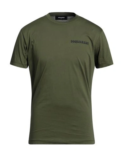 Shop Dsquared2 Man T-shirt Military Green Size L Cotton