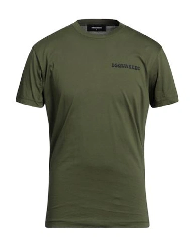 Dsquared2 Man T-shirt Military Green Size Xxxl Cotton In Green