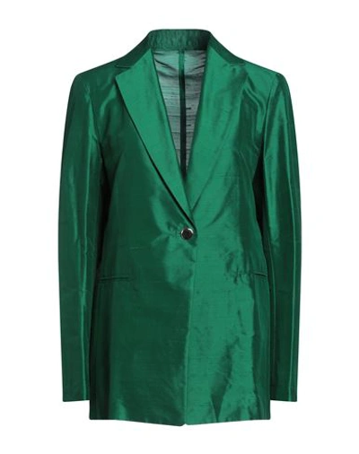 Shop Max Mara Studio Woman Blazer Emerald Green Size 12 Silk