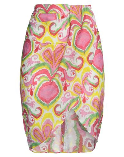 Shop Mc2 Saint Barth Woman Midi Skirt Fuchsia Size M Linen In Pink