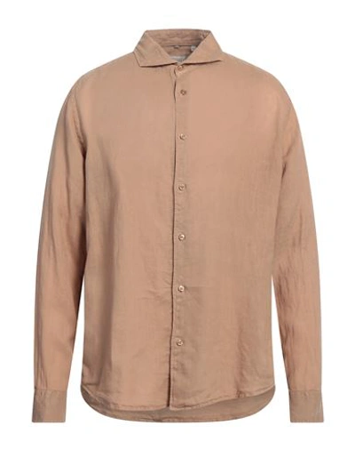 Shop Impure Man Shirt Camel Size Xl Linen In Beige