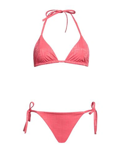 Shop Fendi Woman Bikini Coral Size 4 Polyamide, Elastane In Red