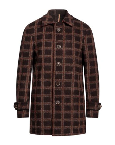 Shop Roberto P  Luxury Roberto P Luxury Man Coat Dark Brown Size 38 Wool, Polyester