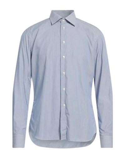Shop Angelo Nardelli Man Shirt Slate Blue Size 17 ½ Cotton