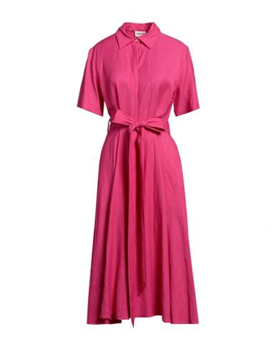 Shop P.a.r.o.s.h P. A.r. O.s. H. Woman Midi Dress Fuchsia Size M Viscose, Linen In Pink
