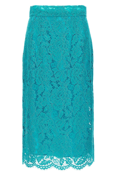 Shop Dolce & Gabbana Women Lace Skirt In Blue