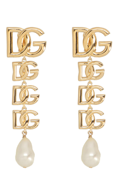 Shop Dolce & Gabbana Women Logo Earrings In Gold