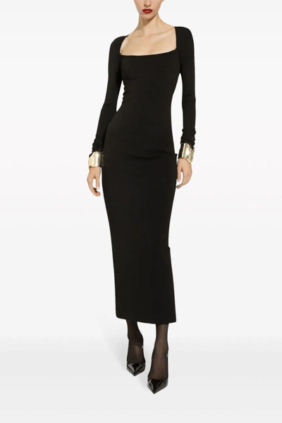 Shop Dolce & Gabbana Women Milan Stitch Dress In Black