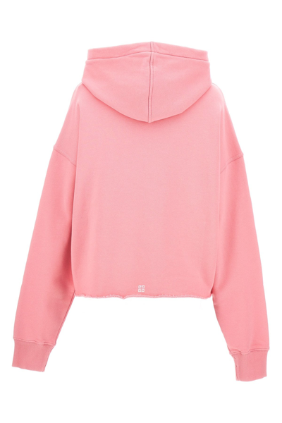 Shop Givenchy Women Cropped Logo Hoodie In Pink