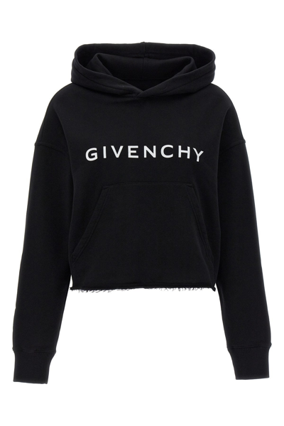 Shop Givenchy Women Logo Print Hoodie In Black