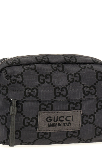 Shop Gucci Men 'gg' Medium Shoulder Bag In Gray