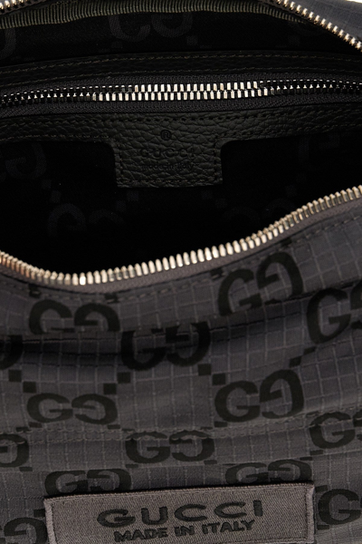 Shop Gucci Men 'gg' Medium Shoulder Bag In Gray