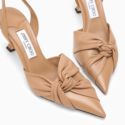 Shop Jimmy Choo Hedera 70 Slingback In Biscuit-coloured Leather Women In Brown