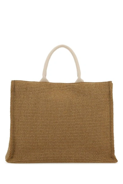 Shop Marni Woman Biscuit Raffia Shopping Bag In Brown