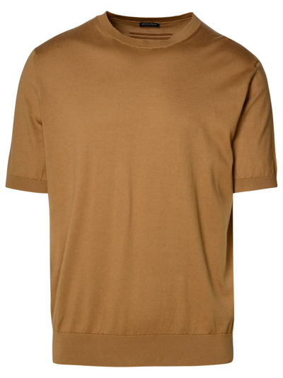 Shop Zegna Brown Cotton T-shirt