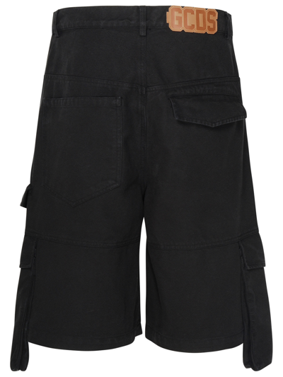 Shop Gcds Black Cotton Bermuda Shorts