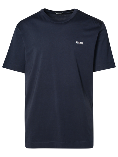 Shop Zegna Blue Cotton T-shirt In Black