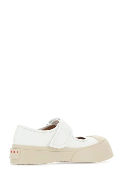 Shop Marni Woman White Leather Mary Jane Sneakers