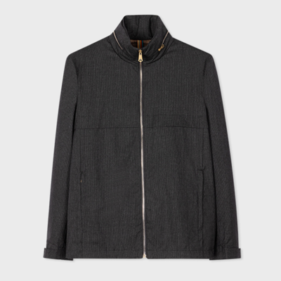 Shop Paul Smith Grey Mini Houndstooth Wool Zip Jacket Black In Greys