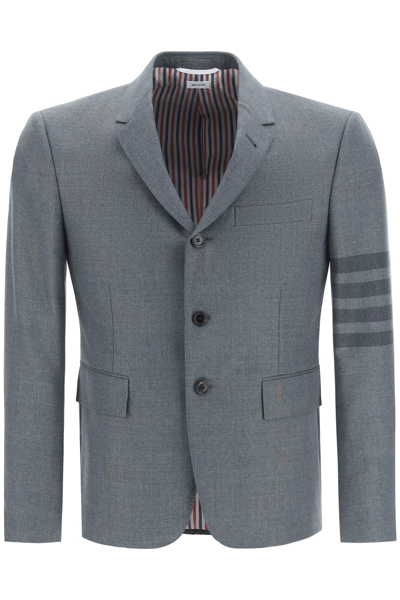 Shop Thom Browne 4-bar Single-breasted Wool Blend Jacket Men In Gray