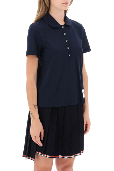 Shop Thom Browne Polo Shirt In Crepe Jersey Women In Blue
