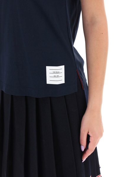 Shop Thom Browne Polo Shirt In Crepe Jersey Women In Blue