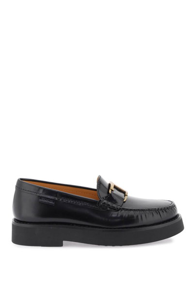 Shop Tod's T Timeless Leather Loafers Women In Black