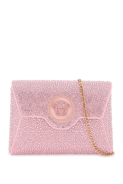 Shop Versace La Medusa Envelope Clutch With Crystals Women In Pink