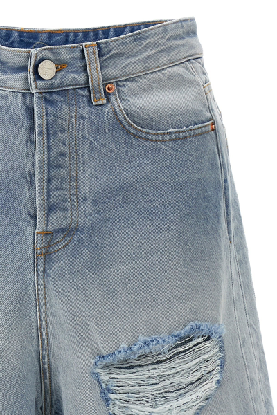 Shop Vetements Women 'destroyed Baggy' Bermuda Shorts In Blue